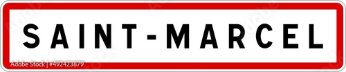 Fotografija Panneau entrée ville agglomération Saint-Marcel / Town entrance sign Saint-Marce