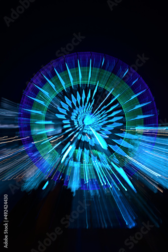 attraction ferris wheel in Kyiv in lights