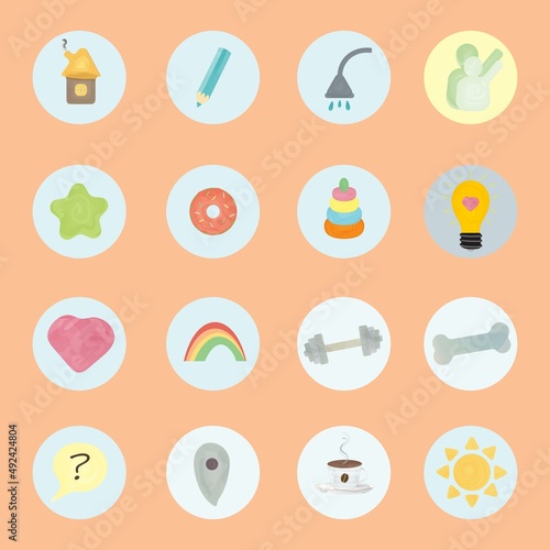 flat icons for web and mobile applications, a set of highlights for instagram