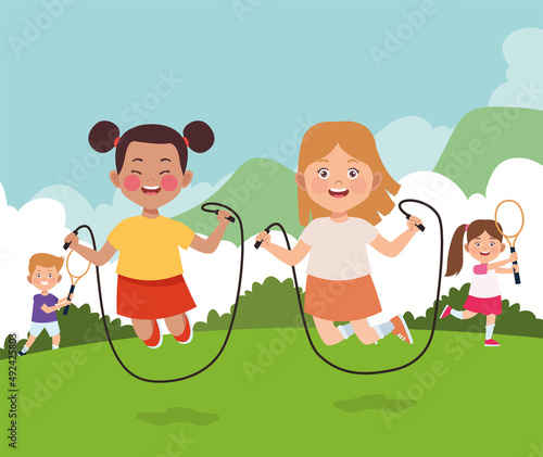 kids practicing activities in the camp