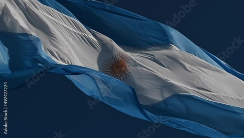 Argentine flag flaming in slow motion in the wind 2