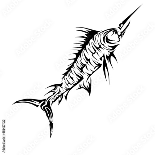 silhouette of a tribal tuna fish