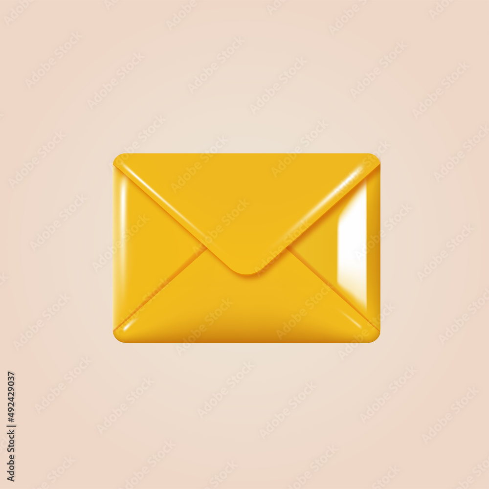 3d closed yellow envelope icon. Vector 3d closed yellow envelope icon. Vector