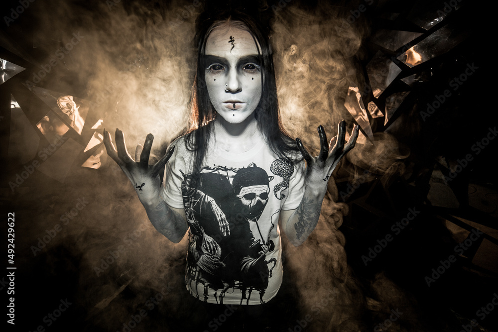 the sorceress stands in the smoke. voodoo rite the sorceress stands in the smoke. voodoo rite