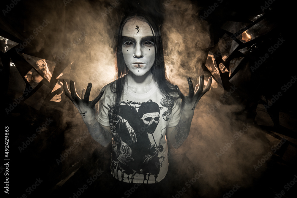 the sorceress stands in the smoke. voodoo rite the sorceress stands in the smoke. voodoo rite