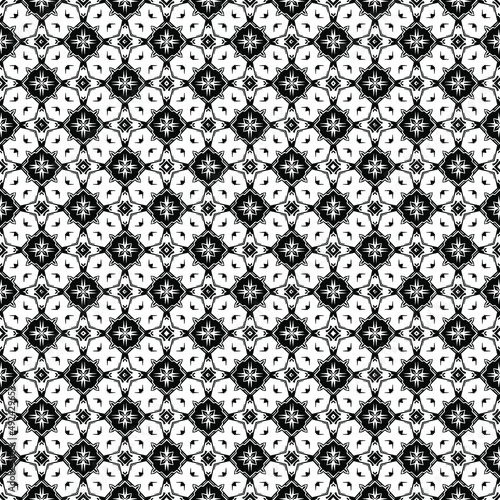 Black and white seamless pattern texture. Greyscale ornamental graphic design. Mosaic ornaments. Pattern template. Vector illustration. EPS10.