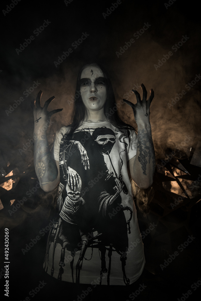 the sorceress stands in the smoke. voodoo rite the sorceress stands in the smoke. voodoo rite