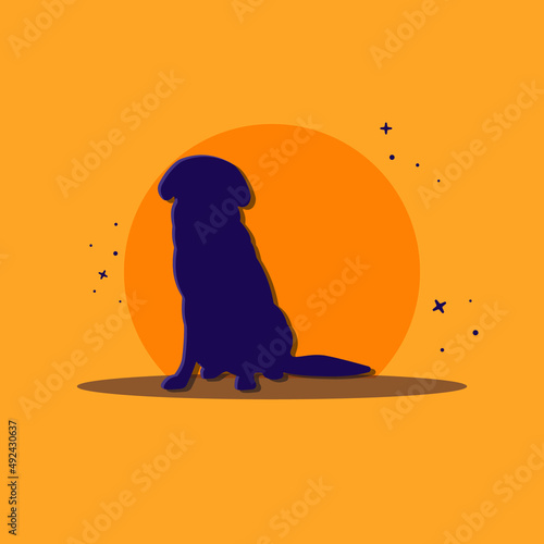 cute dog sillhuette cartoon design premium vector photo