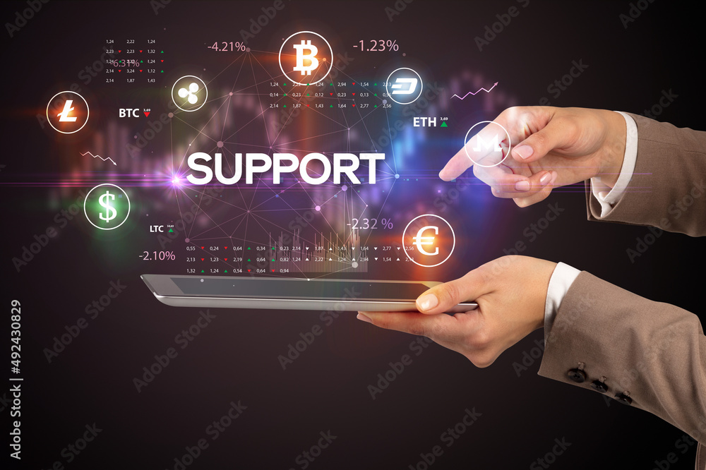 Fototapeta premium Close-up of a touchscreen with inscription