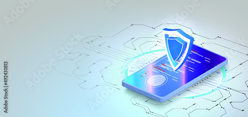 Cyber security and information or network protection Future cyber technology Protection concept. Protect mechanism, Network data security isometric vector illustration. Secure privacy data in internet