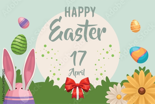 happy easter lettering poster