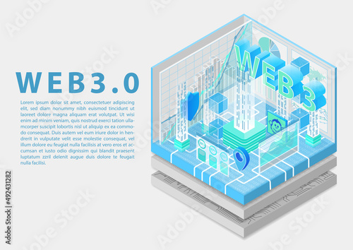 Web 3.0 isometric vector infographic.