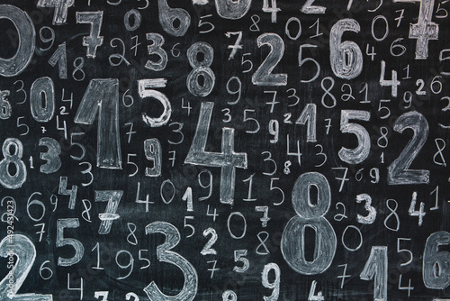 Background of numbers. from zero to nine. Numbers texture. Finance data concept. Mathematic. Seamless pattern with numbers. financial crisis concept. Business success.