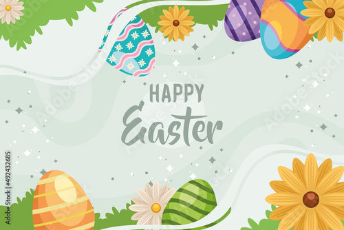 happy easter lettering in frame