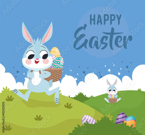 happy easter rabbits in the camp