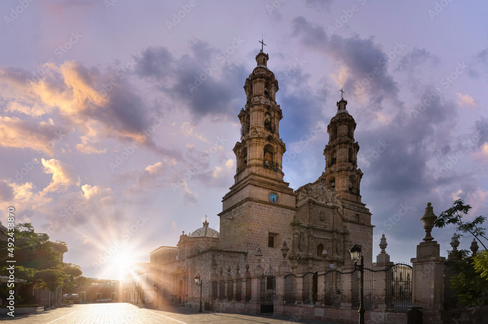 Mexico, Aguascalientes Cathedral Basilica in historic colonial center near Plaza de la Patria.