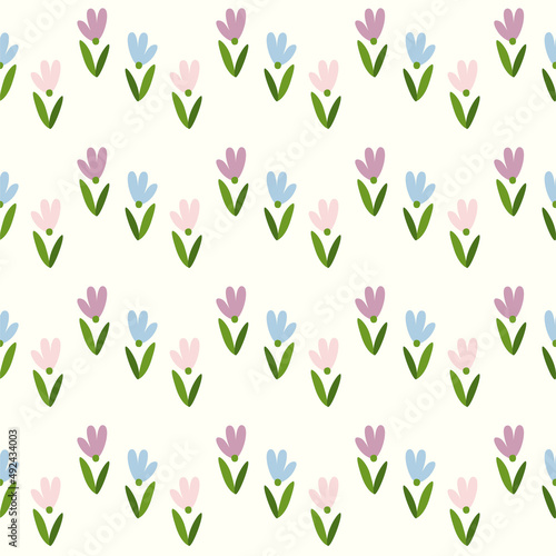 Seamless repeating snowdrop pattern in pastel colors
