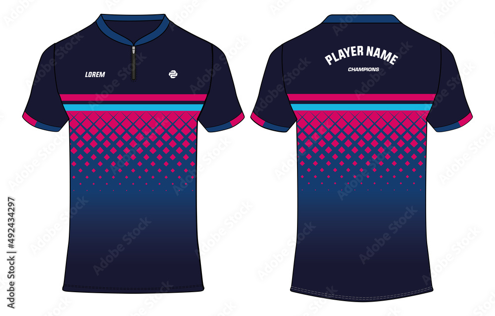 Sports polo collar t shirt jersey design flat sketch illustration Abstract Pattern Cricket jersey concept with front and back view for Soccer Football Tennis and badminton uniform kit Stock Adobe