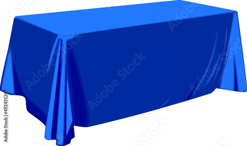 A vector table with a table cloth draped over.