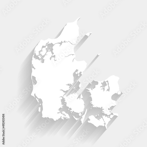 White Denmark map on gray background, vector
