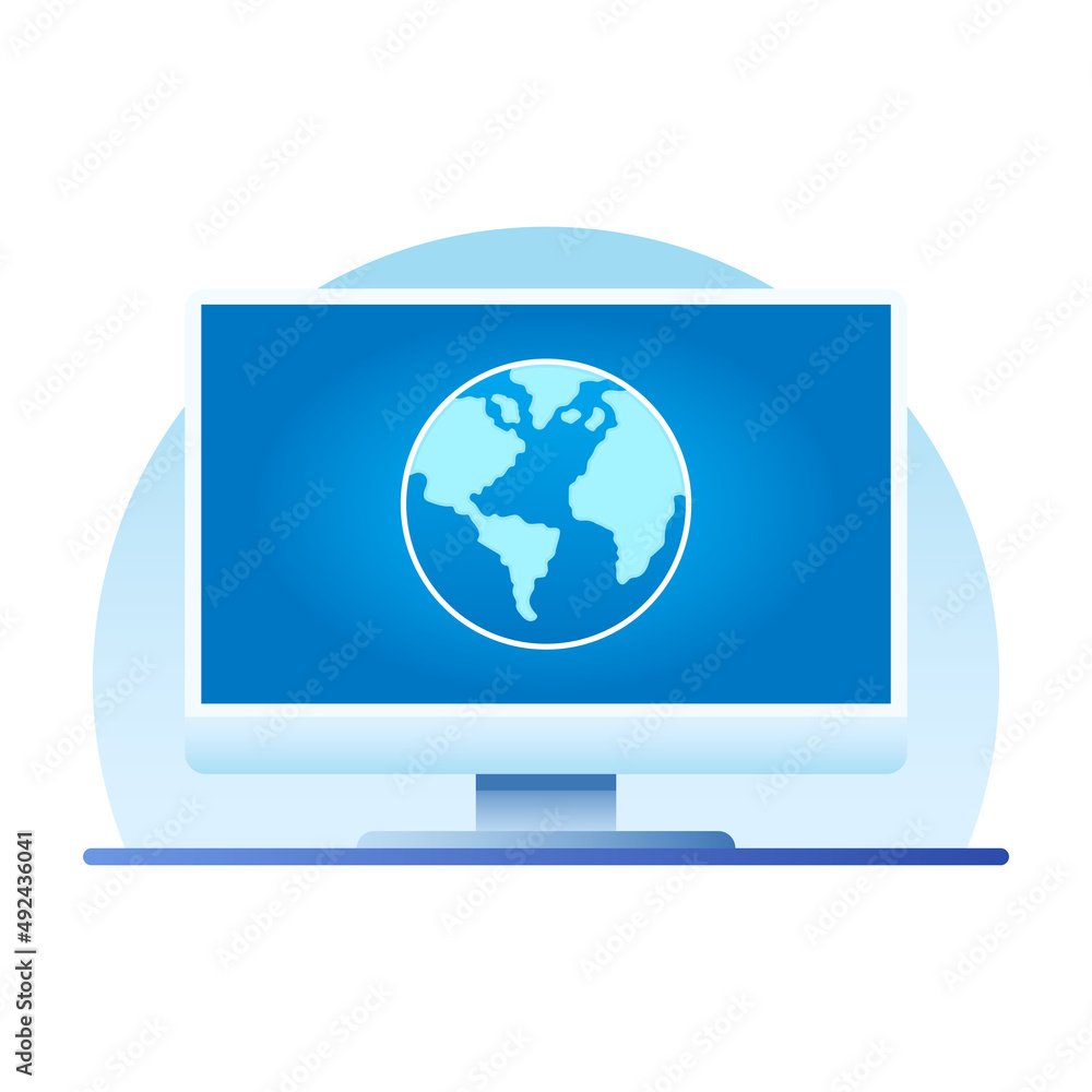 Earth Globe in different designs. World Map in circle. Globes web icon. Vector illustration. Global business.