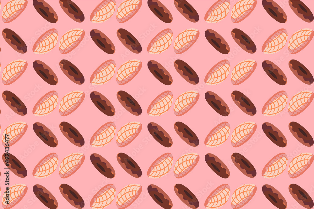 pattern with sweet bread and pink background pattern with sweet bread and pink background
