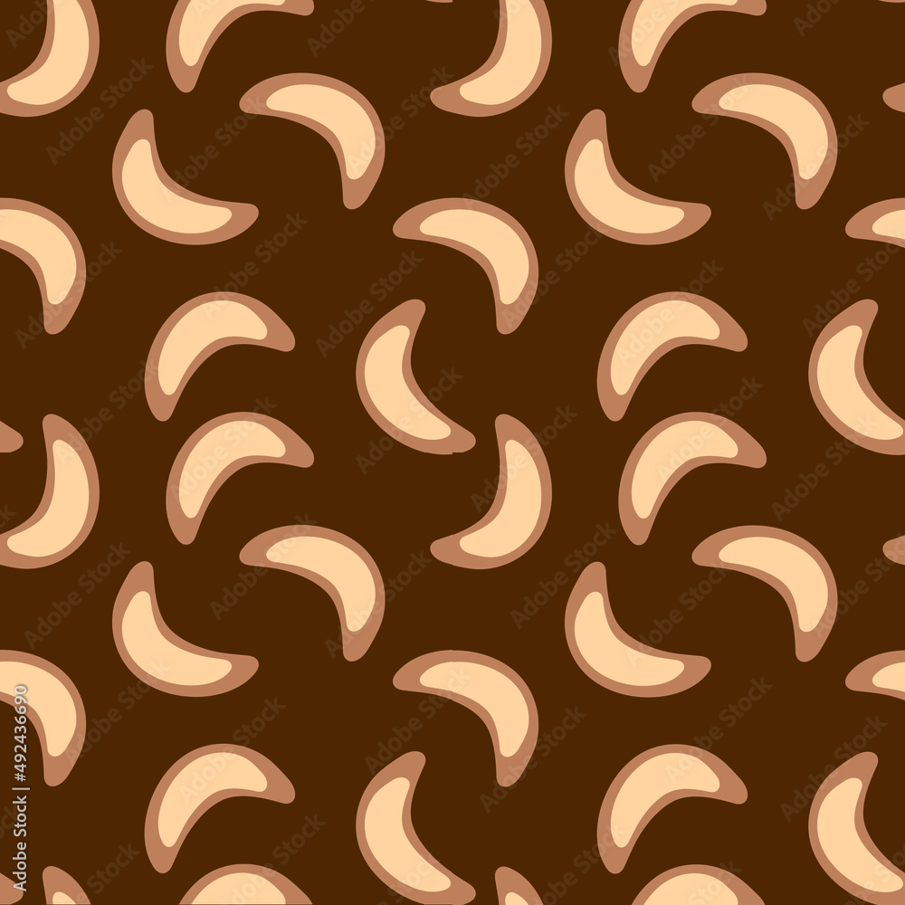 Fototapeta premium Vector cacao cookie seamless pattern. Cute hand drawn sweet cookies on brown background.