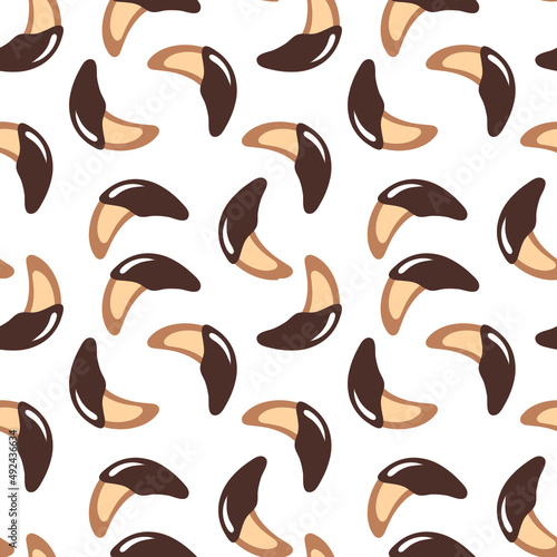 Vector cacao cookie seamless pattern. Cute hand drawn sweet cookies on white background.