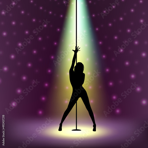 Stripper silhouette.Pole dancer silhouette.Sexy stripper girl silhouette.Striptease dancer silhouette