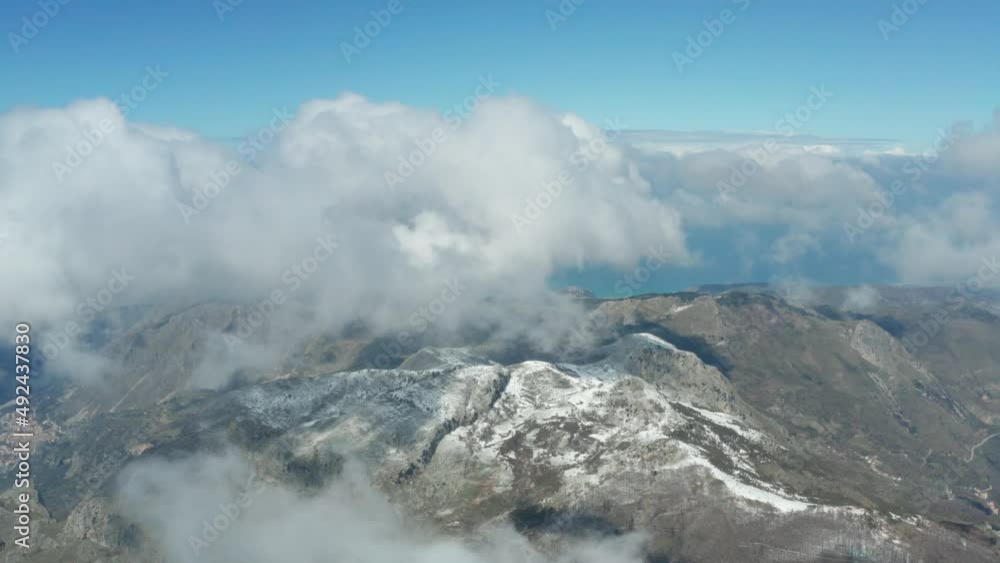 Drone shooting of Rocche del Crasto in winter, a mountainous and rocky complex where the golden eagle nests, Nebrodi, Sicily, Italy. Typical villages set between the fortresses. Longi and Alcara. Drone shooting of Rocche del Crasto in winter, a mountainous and rocky complex where the golden eagle nests, Nebrodi, Sicily, Italy. Typical villages set between the fortresses. Longi and Alcara.