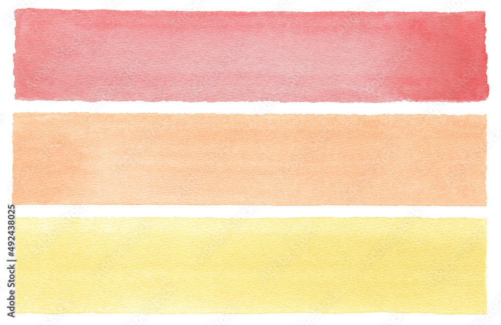 Red Brown Yellow striped abstract background, watercolor line  on the white texture paper background, background or template for text