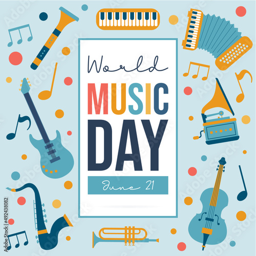 World music day - June 21 - Title and illustrations