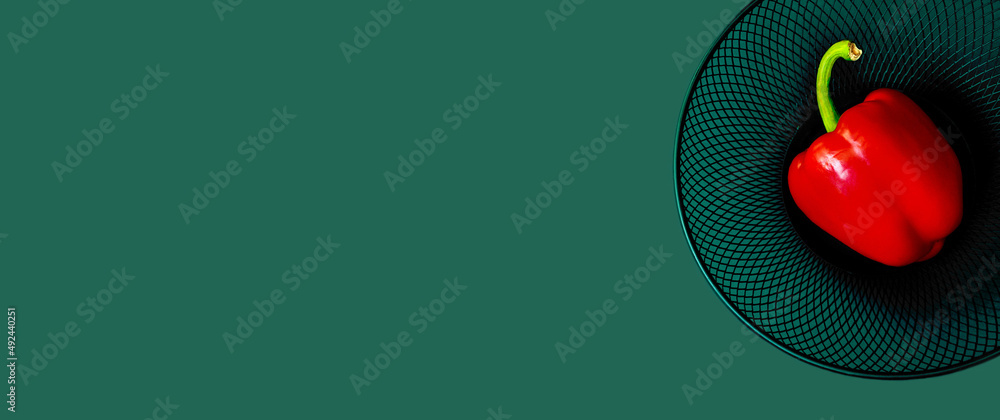 Minimal composition of one pepper on a solid background. Solid colors, color variation Minimal composition of one pepper on a solid background. Solid colors, color variation