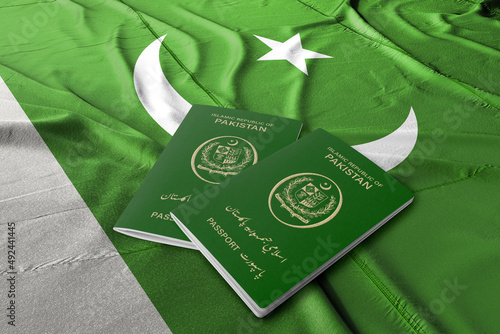 The passport of the Republic of Pakistan on its flag ,Pakistani passports are passports issued by the Government of Pakistan to Pakistani citizens and nationals for the purpose of international travel
