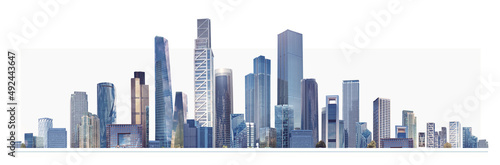 Modern City illustration isolated at white with space for text. Success in business  international corporations  Skyscrapers  banks and office buildings.