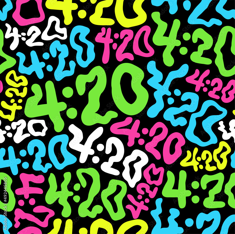 Deformed wavy 420 number seamless pattern wallpaper.Vector graphic