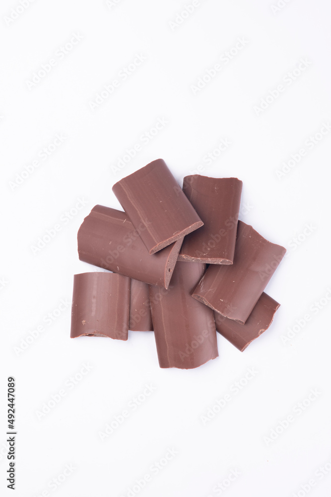 chocolate chips isolated in white background top view chocolate chips isolated in white background top view