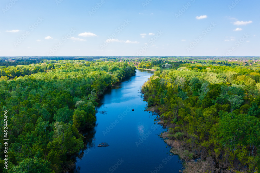 Aerial photo about the famous backwater of Tisza river, next to Toserdo. Hungarian name is Lakiteleki-Holt-Tisza.