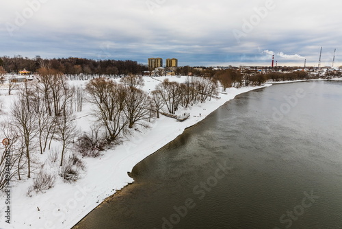 View of the Moscow River in the ancient town of Voskresensk, Moscow Region, Russia © dadamira