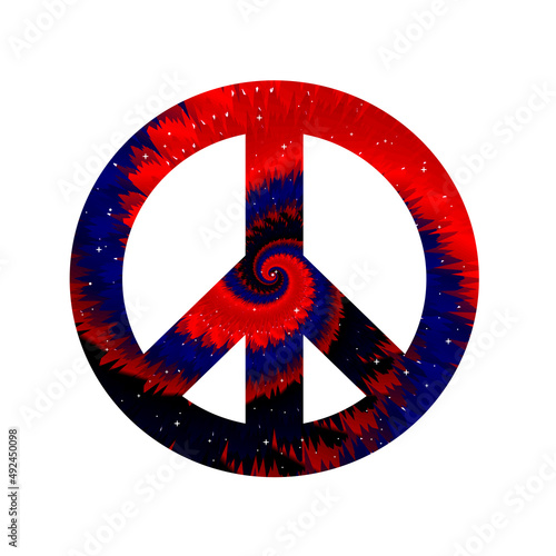 Tie dye psychedelic surreal peace symbol.Vector tiedye cartoon character illustration logo.Hippie peace symbol,pacific,groovy,60s,70s,psychedelic style trippy print for t-shirt,poster,card concept