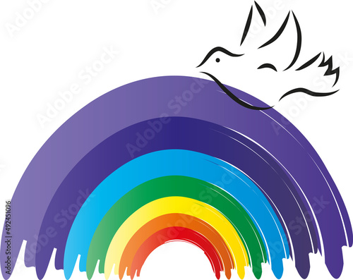 Regenbogen mit Friedenstaube - Weltweite Friedensbewegung