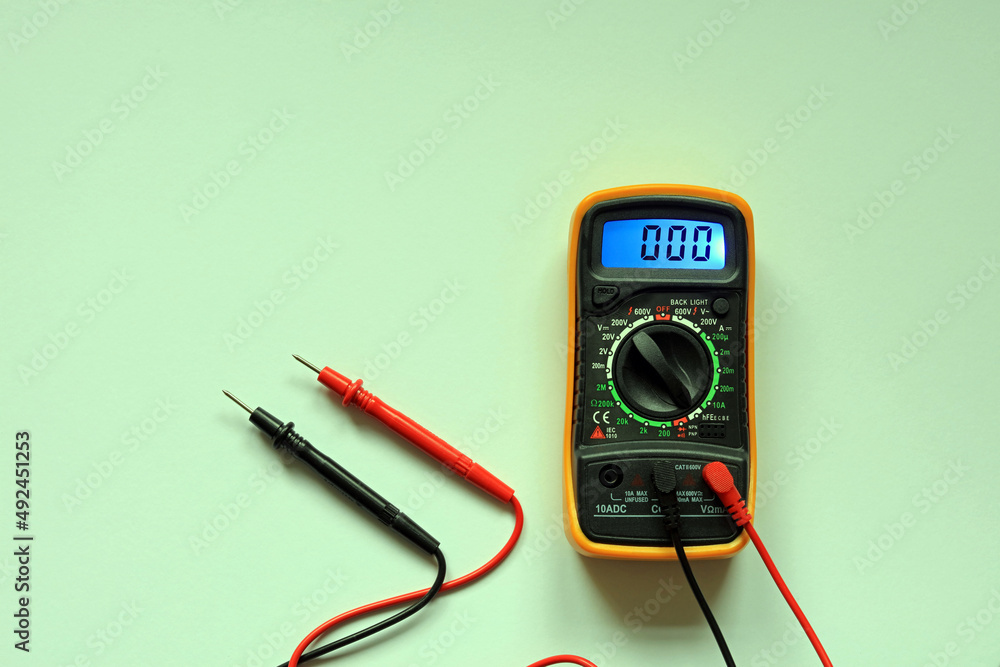 An electronic digital multi meter with a liquid crystal display. An electronic digital multi meter with a liquid crystal display.