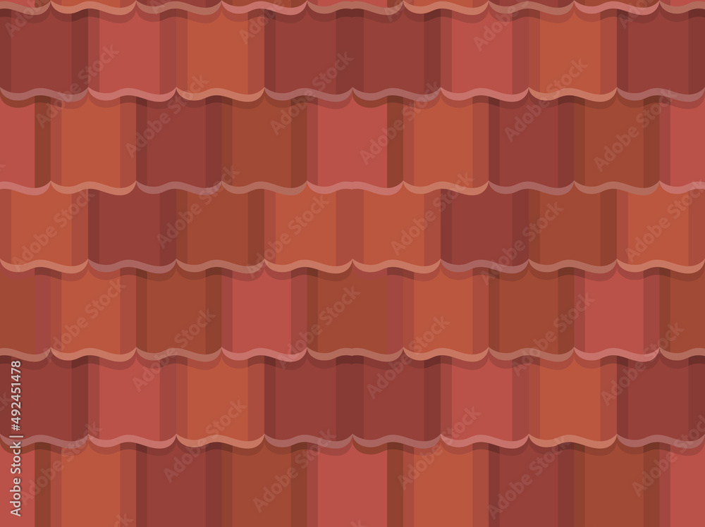 Seamless tile roof. Textured pattern of repeat ceramic rooftop. Clay tiles texture of house covering. Shingles illustration Seamless tile roof. Textured pattern of repeat ceramic rooftop. Clay tiles texture of house covering. Shingles illustration