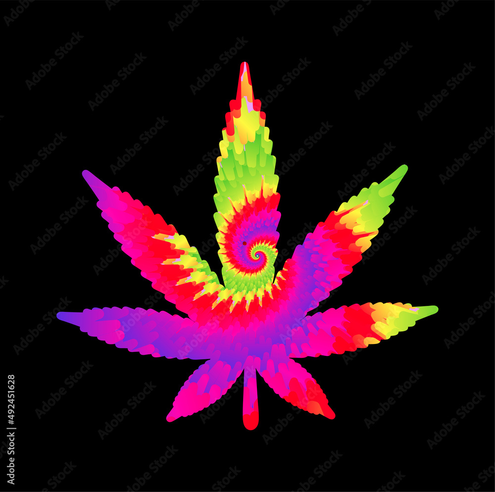 Tie dye psychedelic surreal weed leaf.Vector tiedye cartoon character illustration logo art. Groovy weed leaf,cannabis,marijuana tie dy,hippie,60s,70s,trippy print for t-shirt,poster,logo art concept Tie dye psychedelic surreal weed leaf.Vector tiedye cartoon character illustration logo art. Groovy weed leaf,cannabis,marijuana tie dy,hippie,60s,70s,trippy print for t-shirt,poster,logo art concept