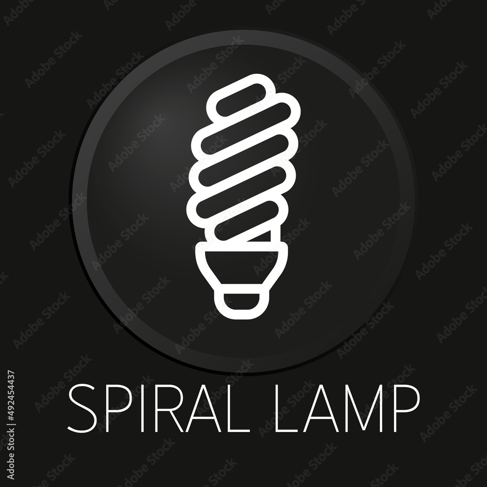 Spiral lamp minimal vector line icon on 3D button isolated on black background. Premium Vector. Spiral lamp minimal vector line icon on 3D button isolated on black background. Premium Vector.