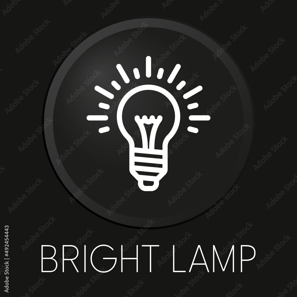 Bright lamp minimal vector line icon on 3D button isolated on black background. Premium Vector. Bright lamp minimal vector line icon on 3D button isolated on black background. Premium Vector.