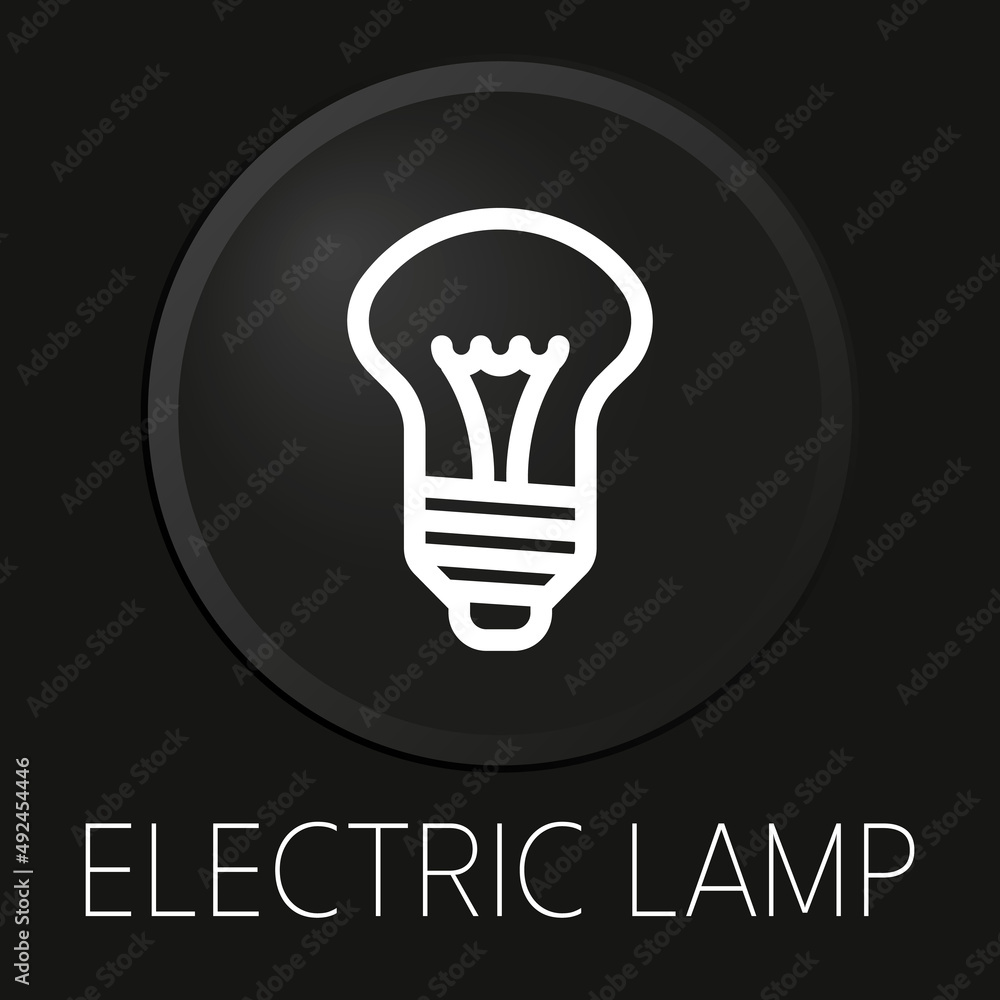 Electric lamp minimal vector line icon on 3D button isolated on black background. Premium Vector. Electric lamp minimal vector line icon on 3D button isolated on black background. Premium Vector.