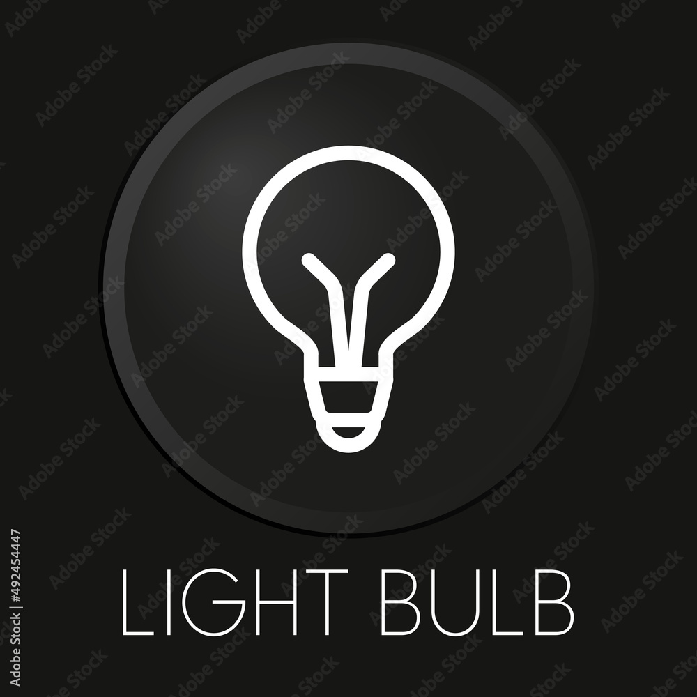 Light bulb minimal vector line icon on 3D button isolated on black background. Premium Vector. Light bulb minimal vector line icon on 3D button isolated on black background. Premium Vector.
