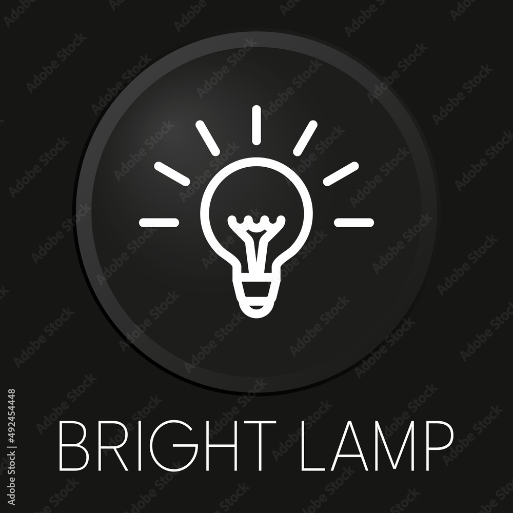 Bright lamp minimal vector line icon on 3D button isolated on black background. Premium Vector. Bright lamp minimal vector line icon on 3D button isolated on black background. Premium Vector.