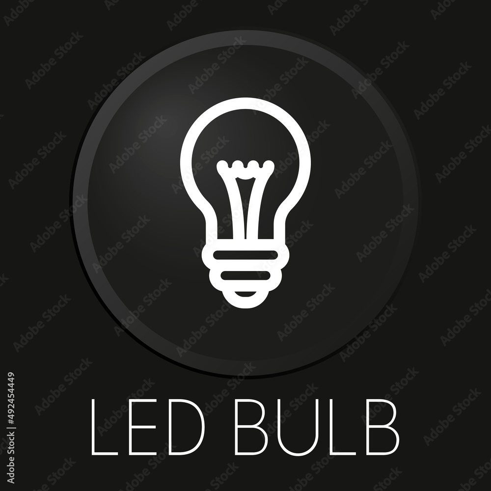 Led bulb minimal vector line icon on 3D button isolated on black background. Premium Vector. Led bulb minimal vector line icon on 3D button isolated on black background. Premium Vector.